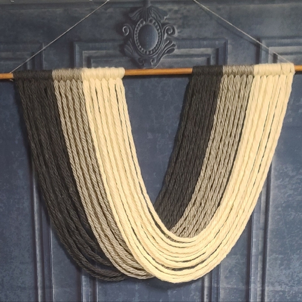 Handmade Black and White Yarn Wall Hanging